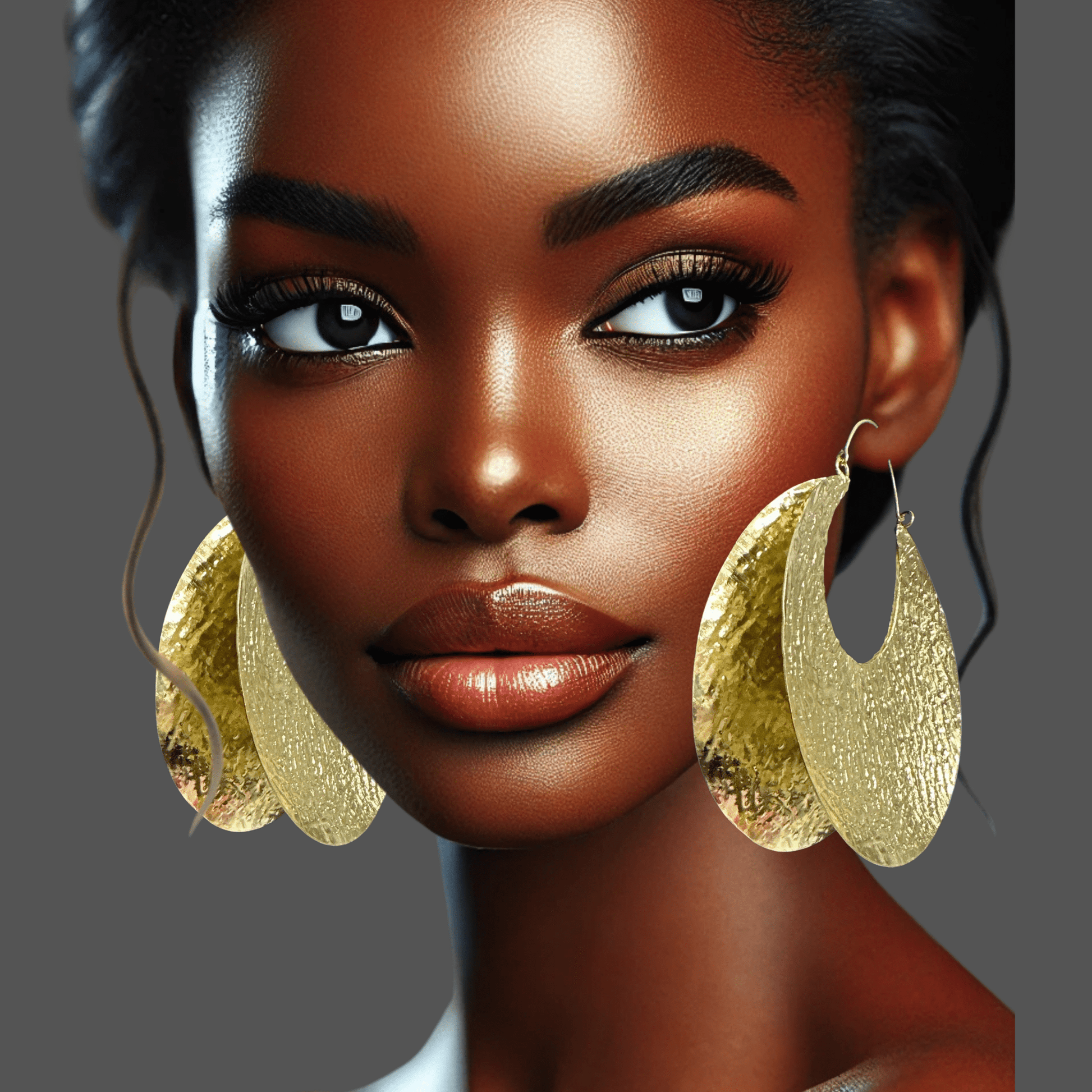 Oversized Bold Fulani - Style Gold Hoop Earrings - African Heritage Statement Jewellery - Fatisha Boutique