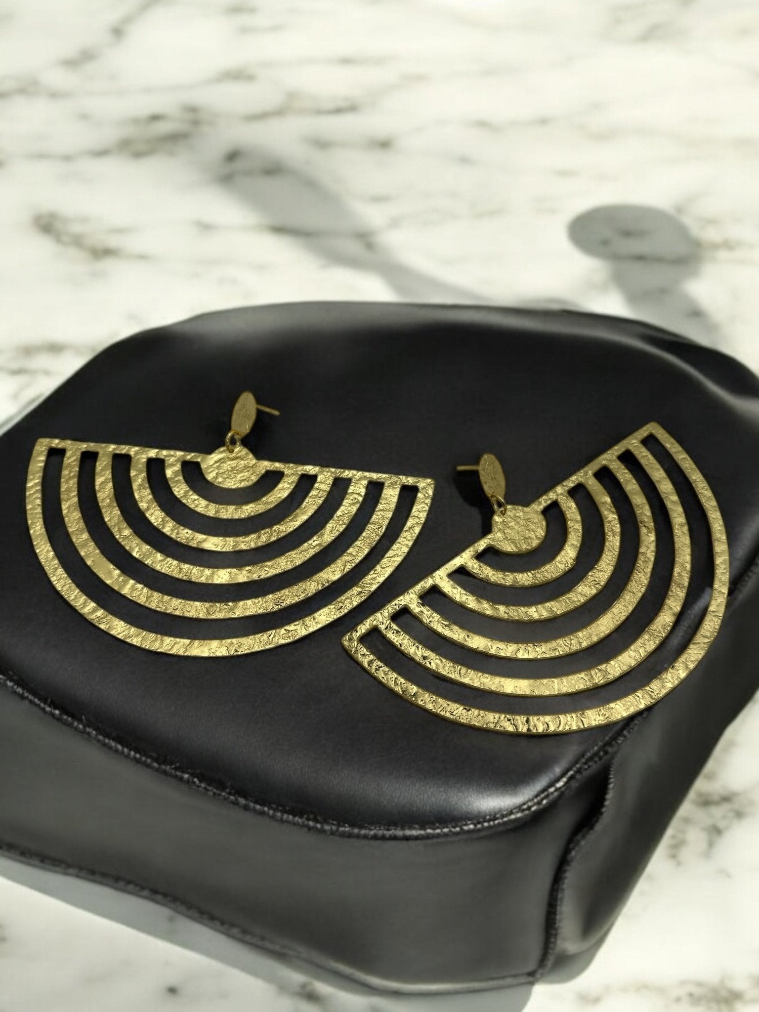 Oversized Brass Bold Statement Earrings - Fatisha Boutique