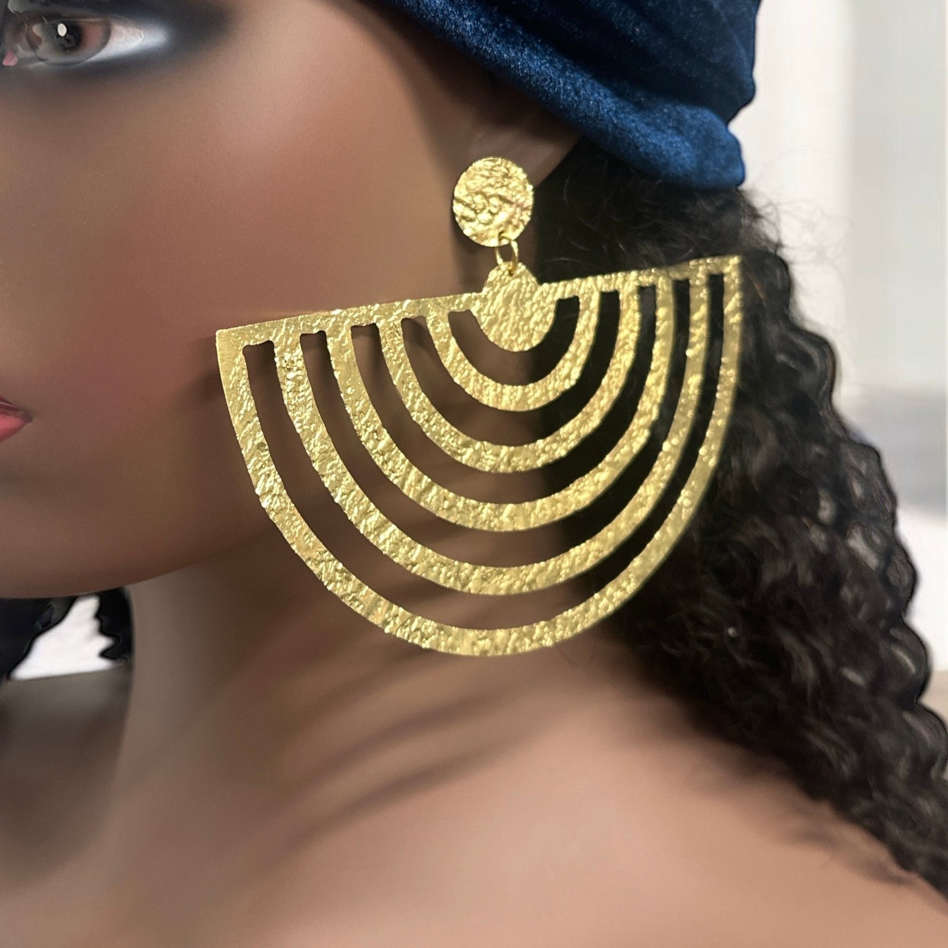 Oversized Brass Bold Statement Earrings - Fatisha Boutique
