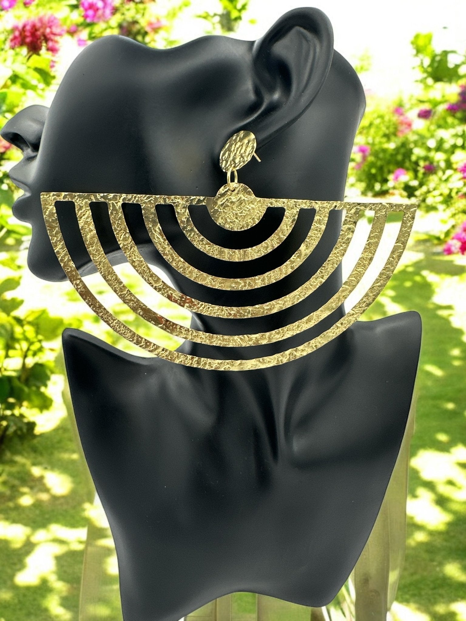 Oversized Brass Bold Statement Earrings - Fatisha Boutique