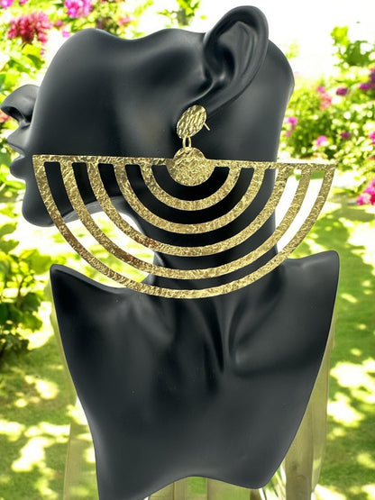 Oversized Brass Bold Statement Earrings - Fatisha Boutique