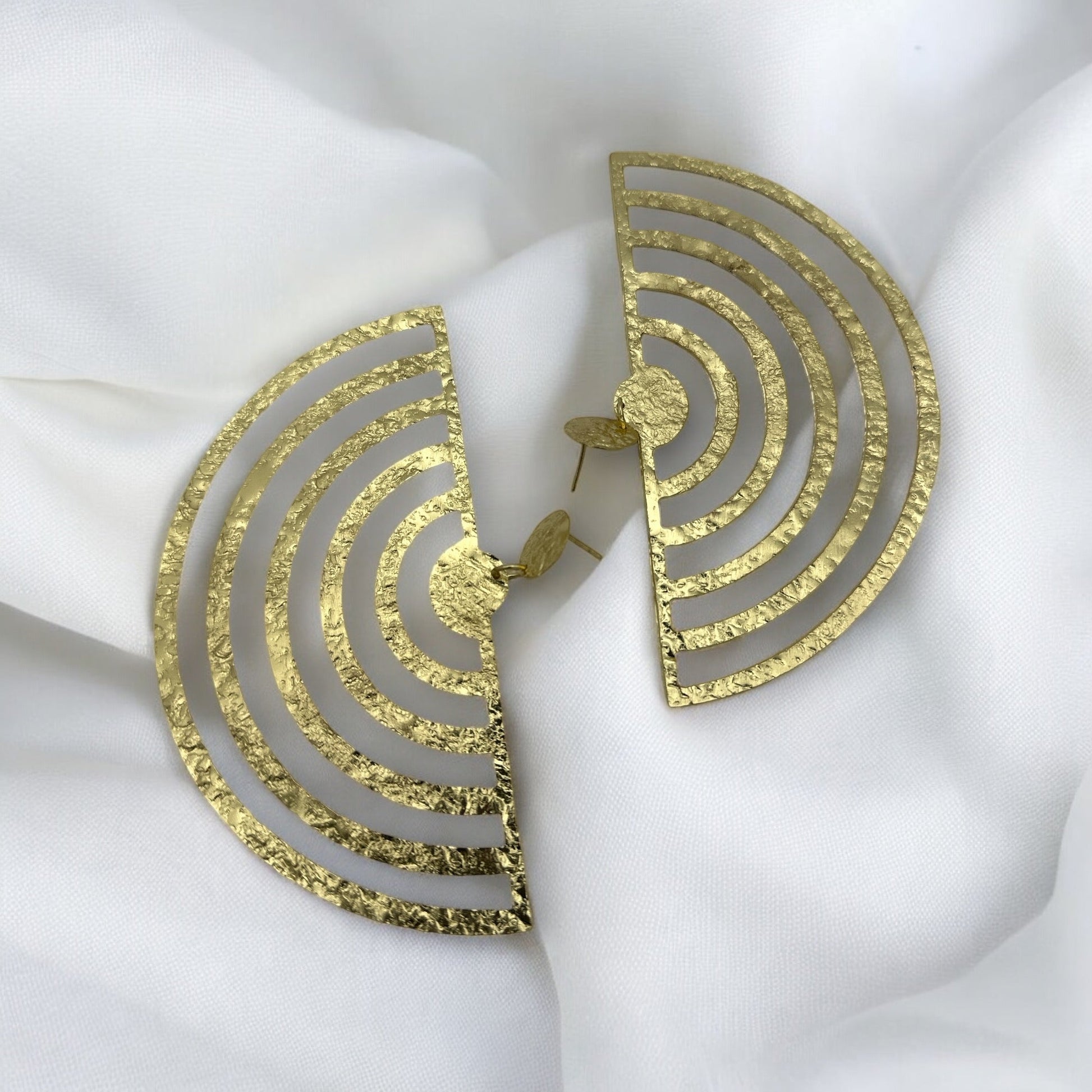 Oversized Brass Bold Statement Earrings - Fatisha Boutique