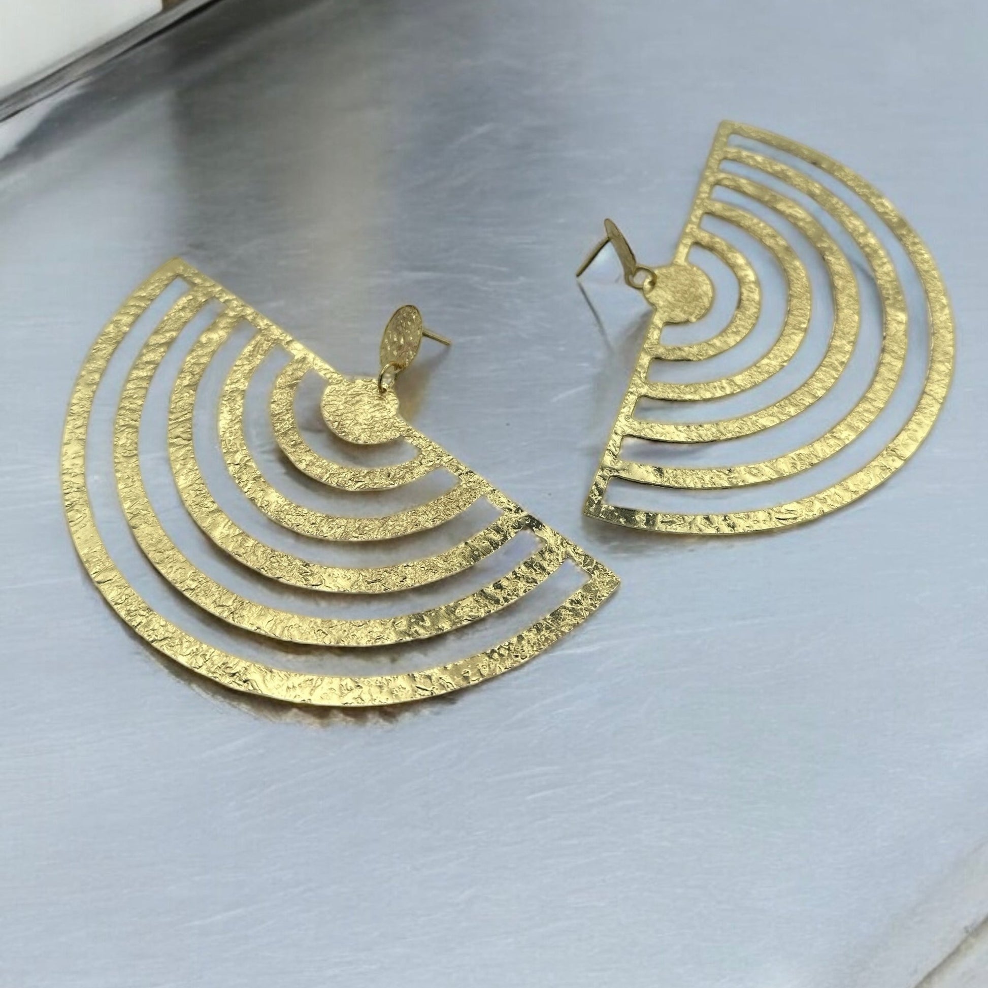 Oversized Brass Bold Statement Earrings - Fatisha Boutique