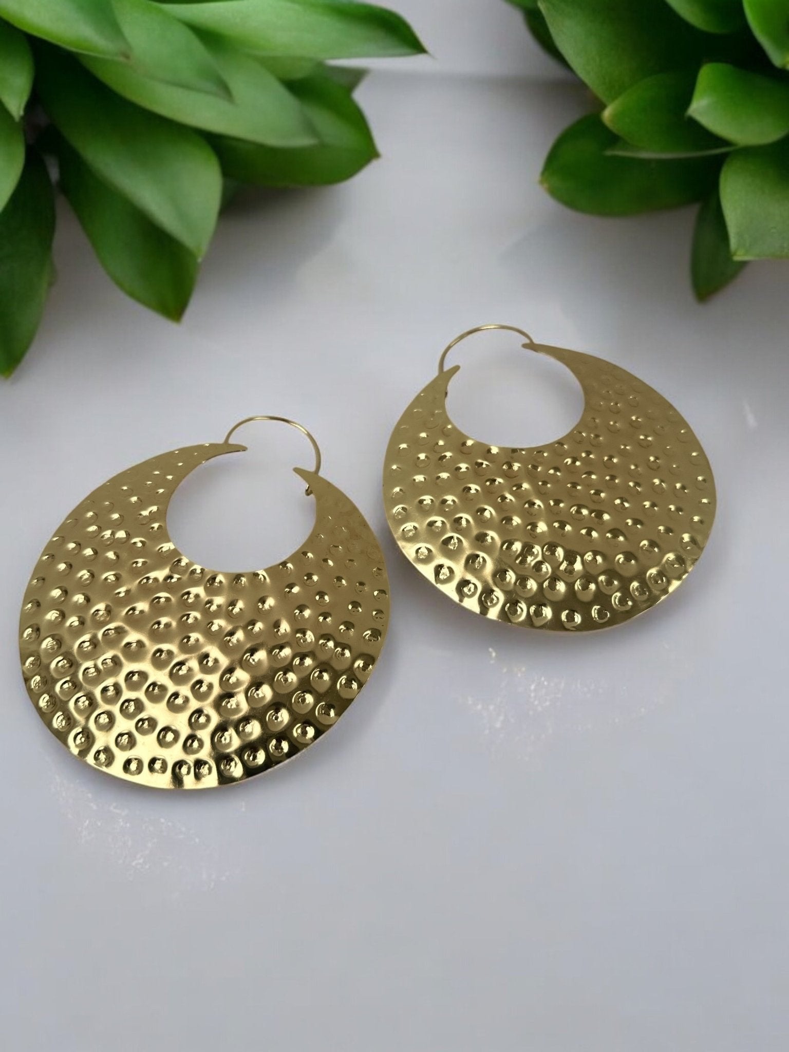 Oversized Brass Statement Earrings - Fatisha Boutique