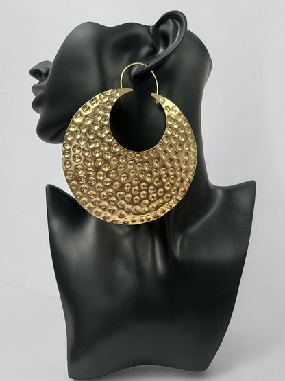Oversized Brass Statement Earrings - Fatisha Boutique