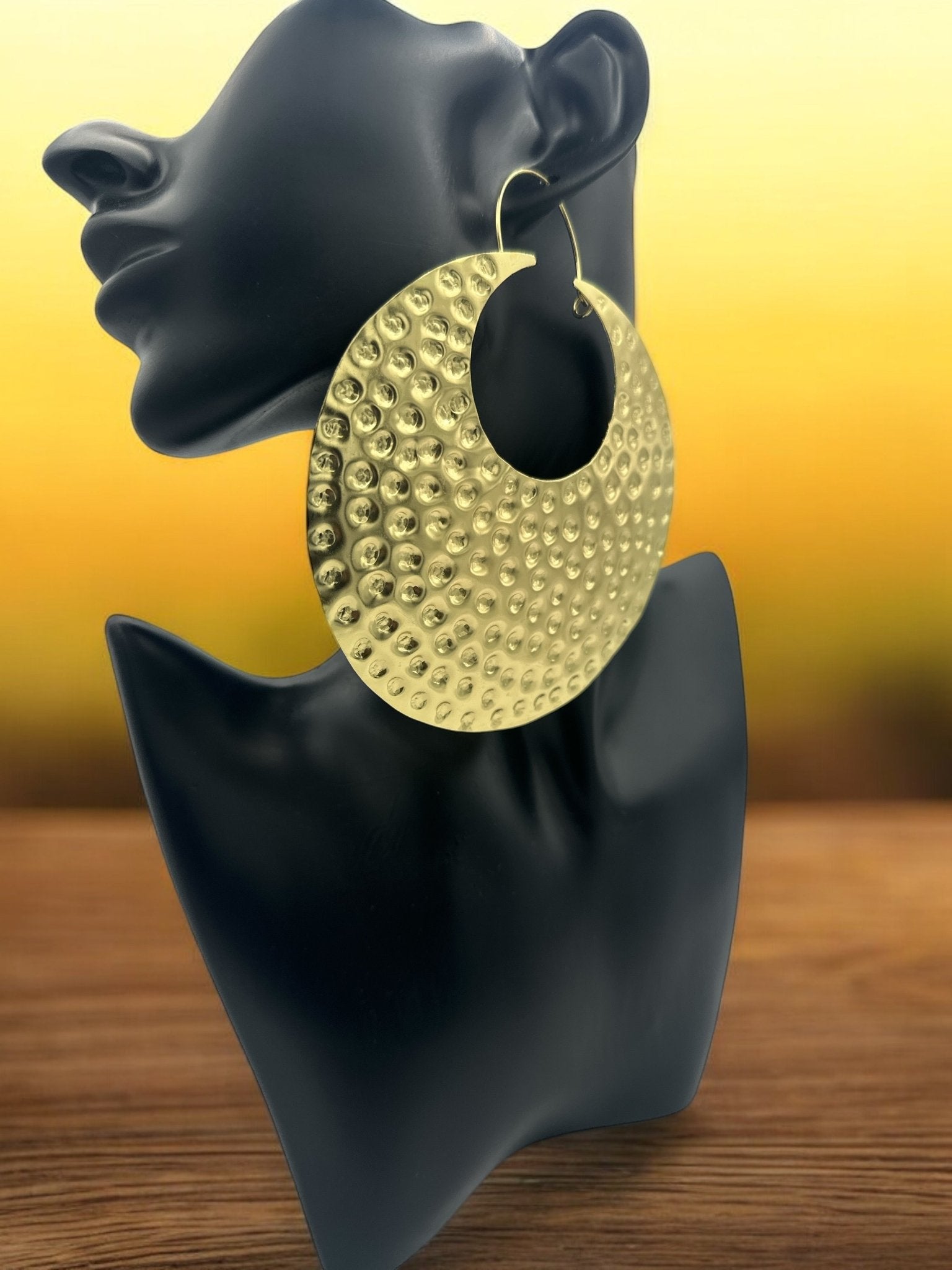 Oversized Brass Statement Earrings - Fatisha Boutique