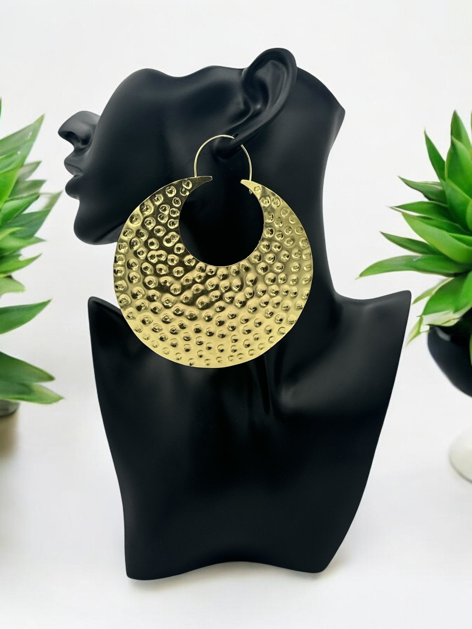 Oversized Brass Statement Earrings - Fatisha Boutique