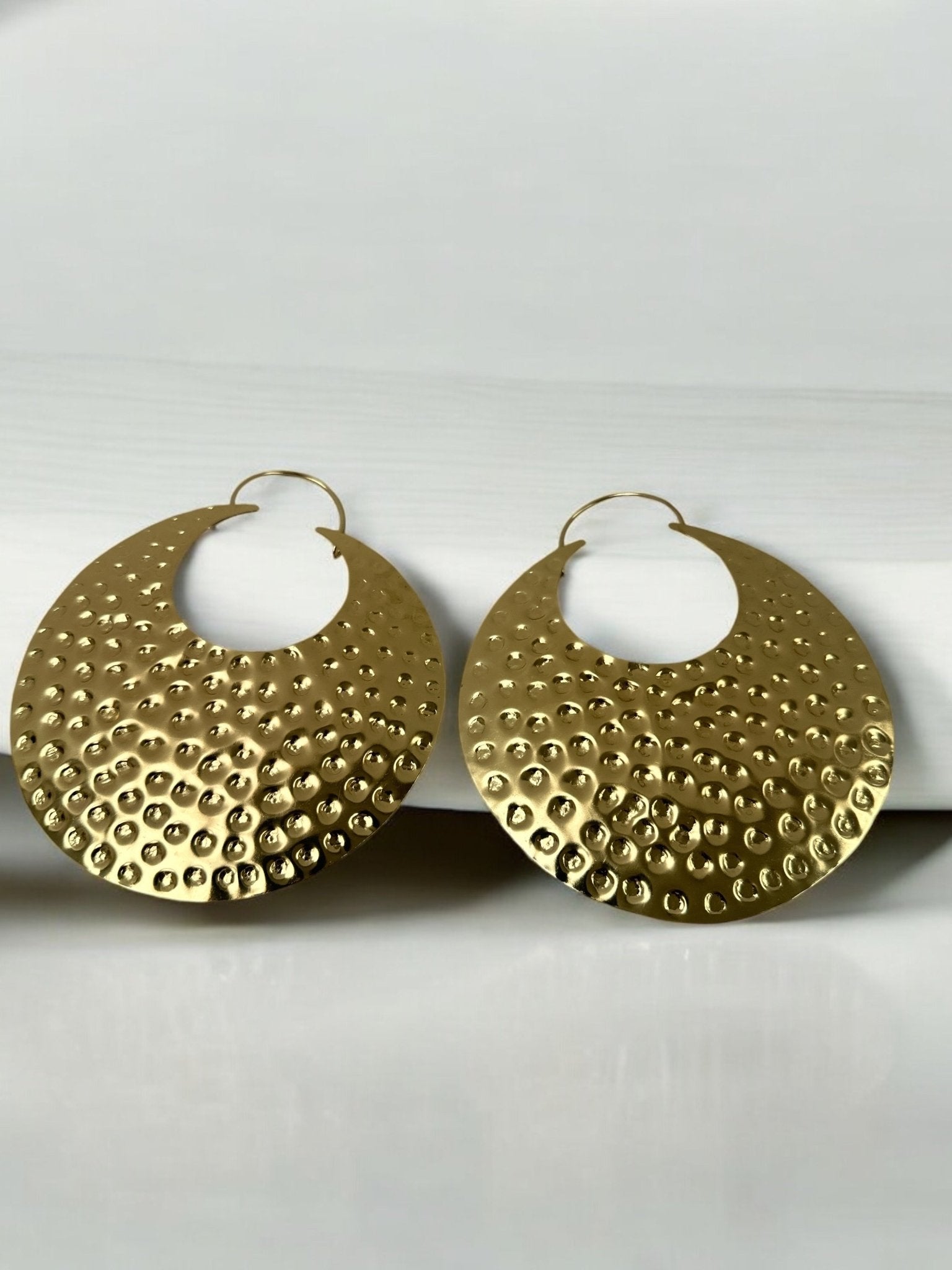 Oversized Brass Statement Earrings - Fatisha Boutique