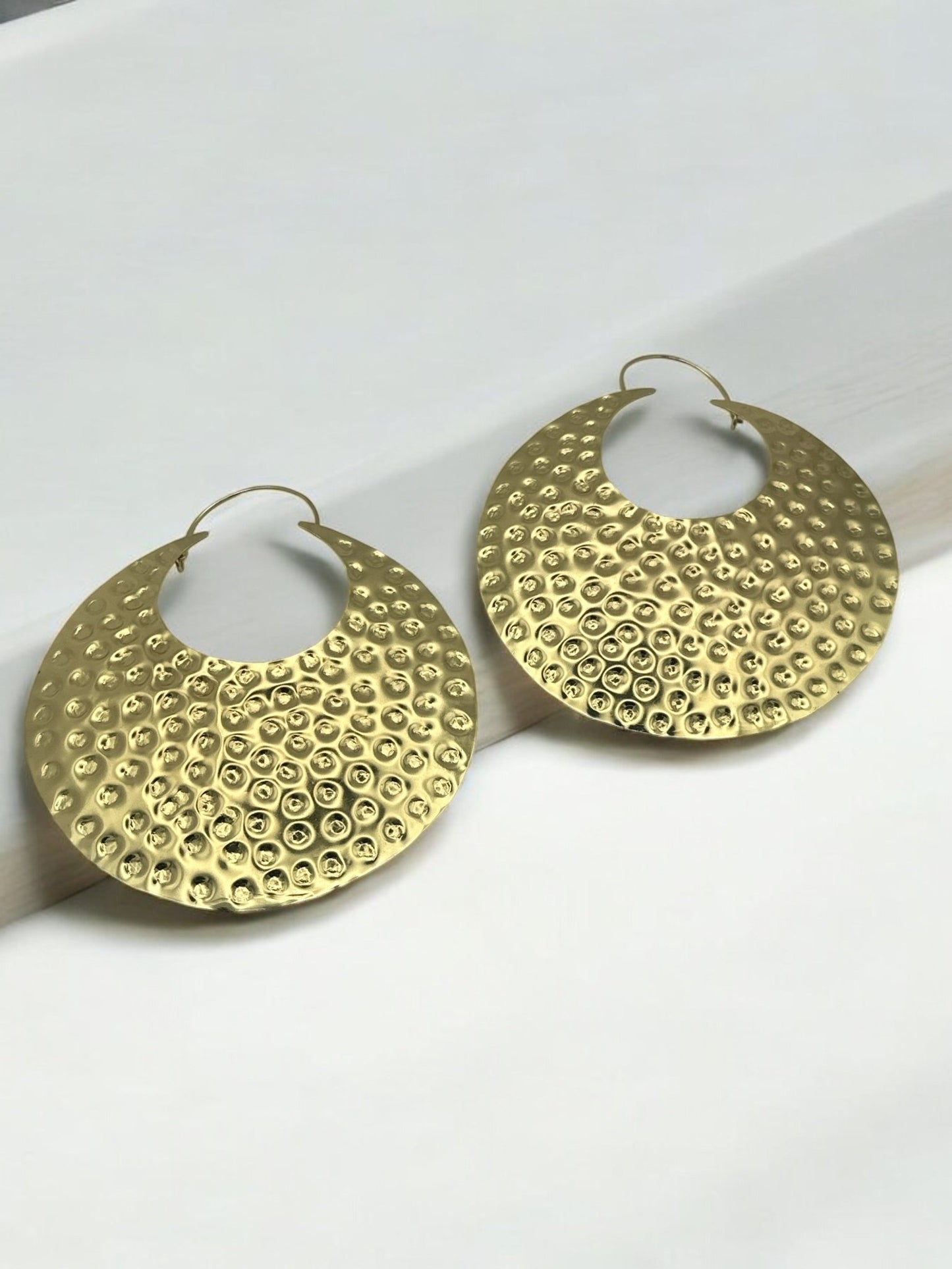 Oversized Brass Statement Earrings - Fatisha Boutique