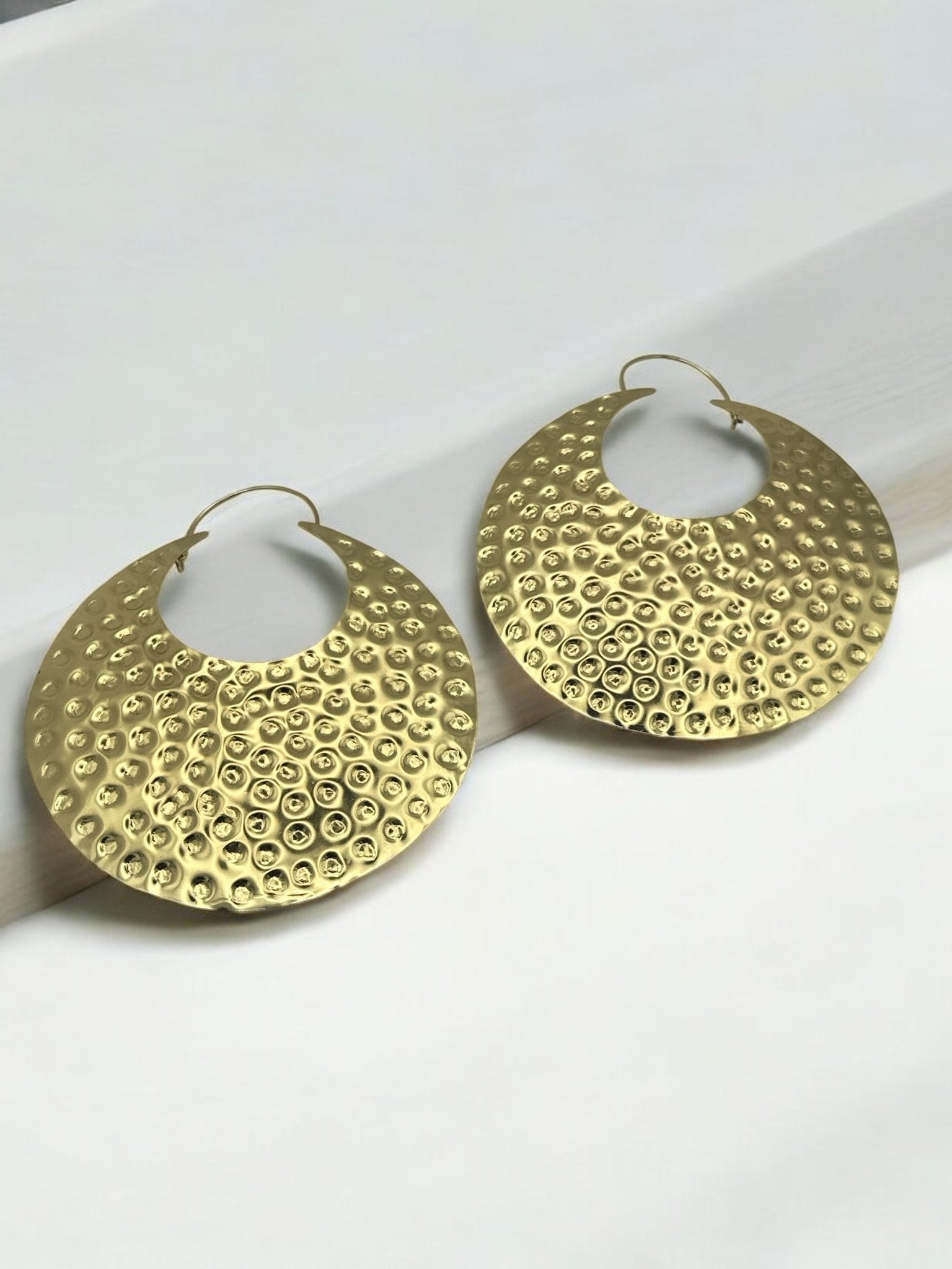 Oversized Brass Statement Earrings - Fatisha Boutique