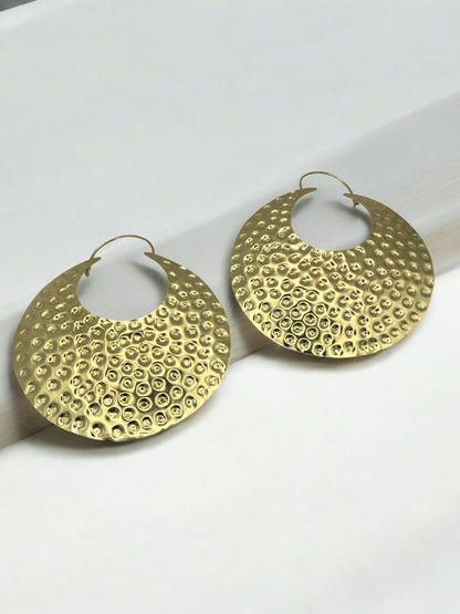 Oversized Brass Statement Earrings - Fatisha Boutique