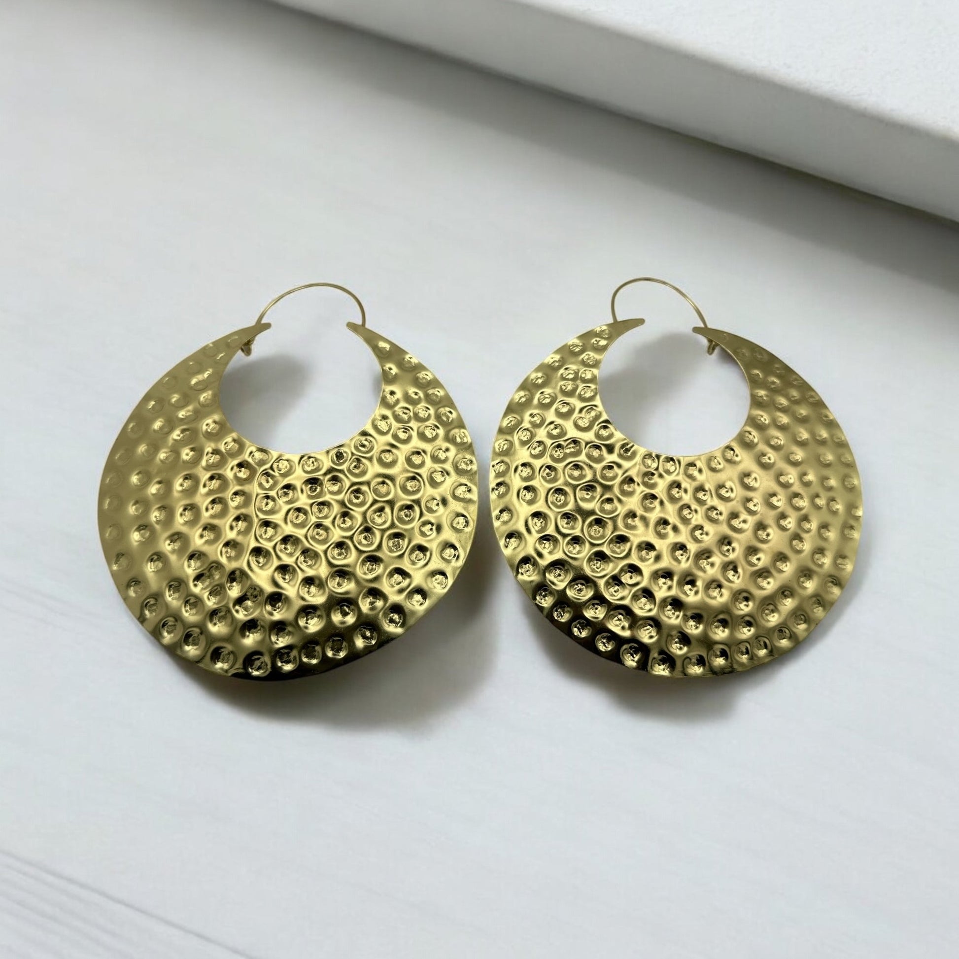 Oversized Brass Statement Earrings - Fatisha Boutique