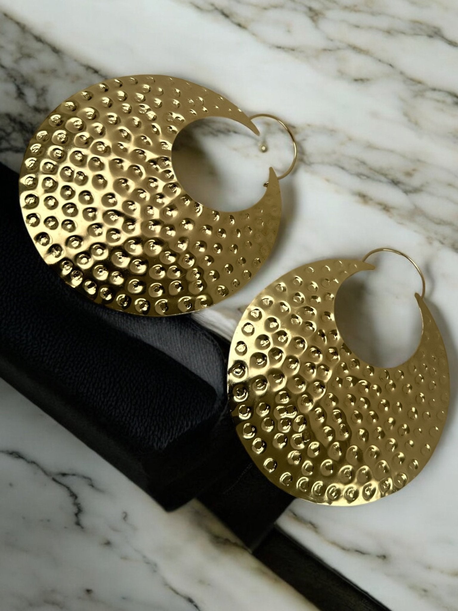 Oversized Brass Statement Earrings - Fatisha Boutique