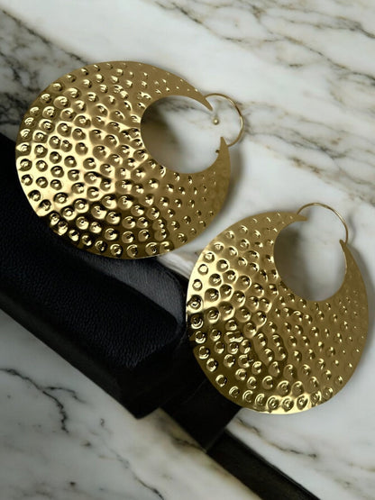 Oversized Brass Statement Earrings - Fatisha Boutique