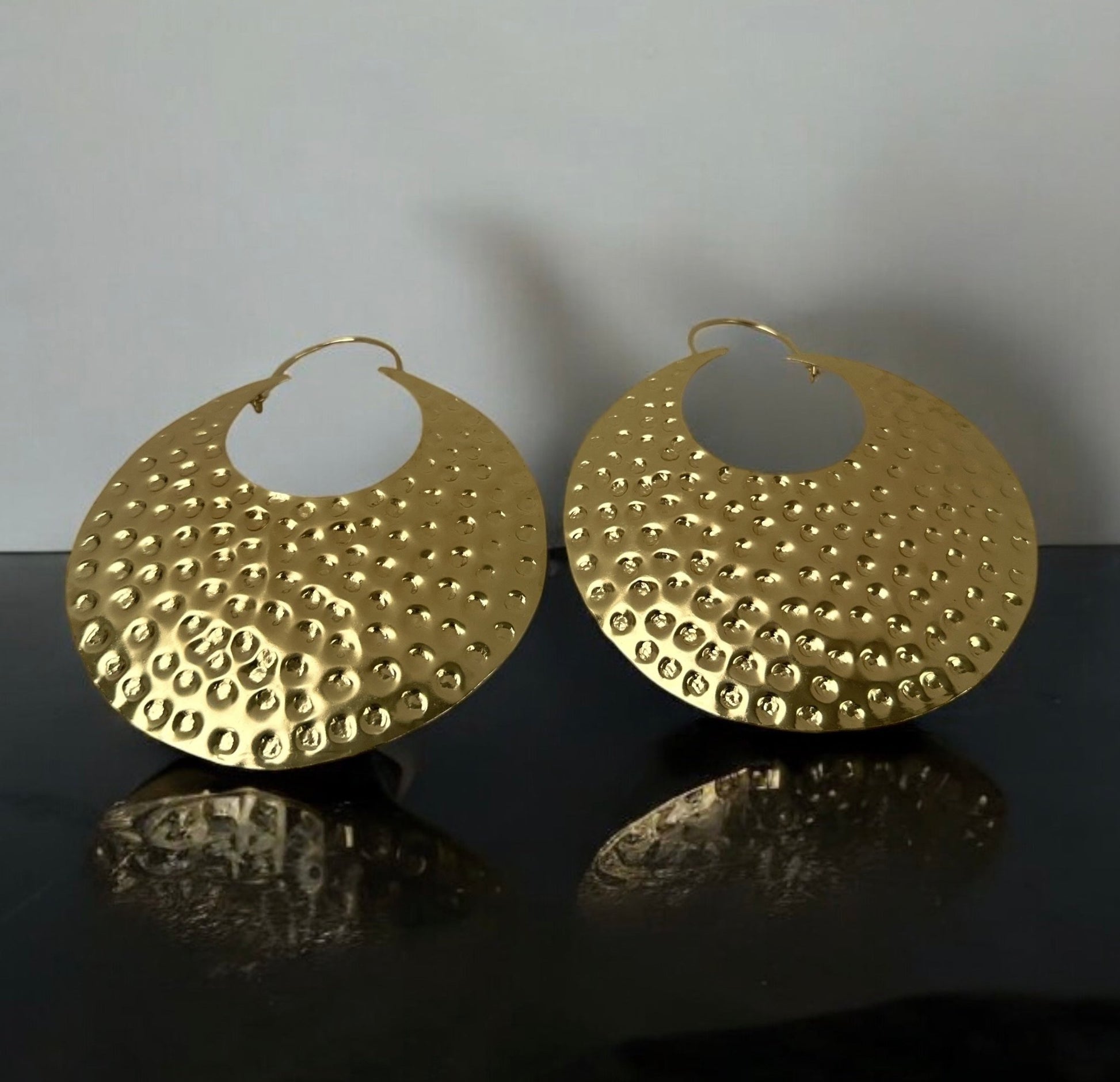 Oversized Brass Statement Earrings - Fatisha Boutique