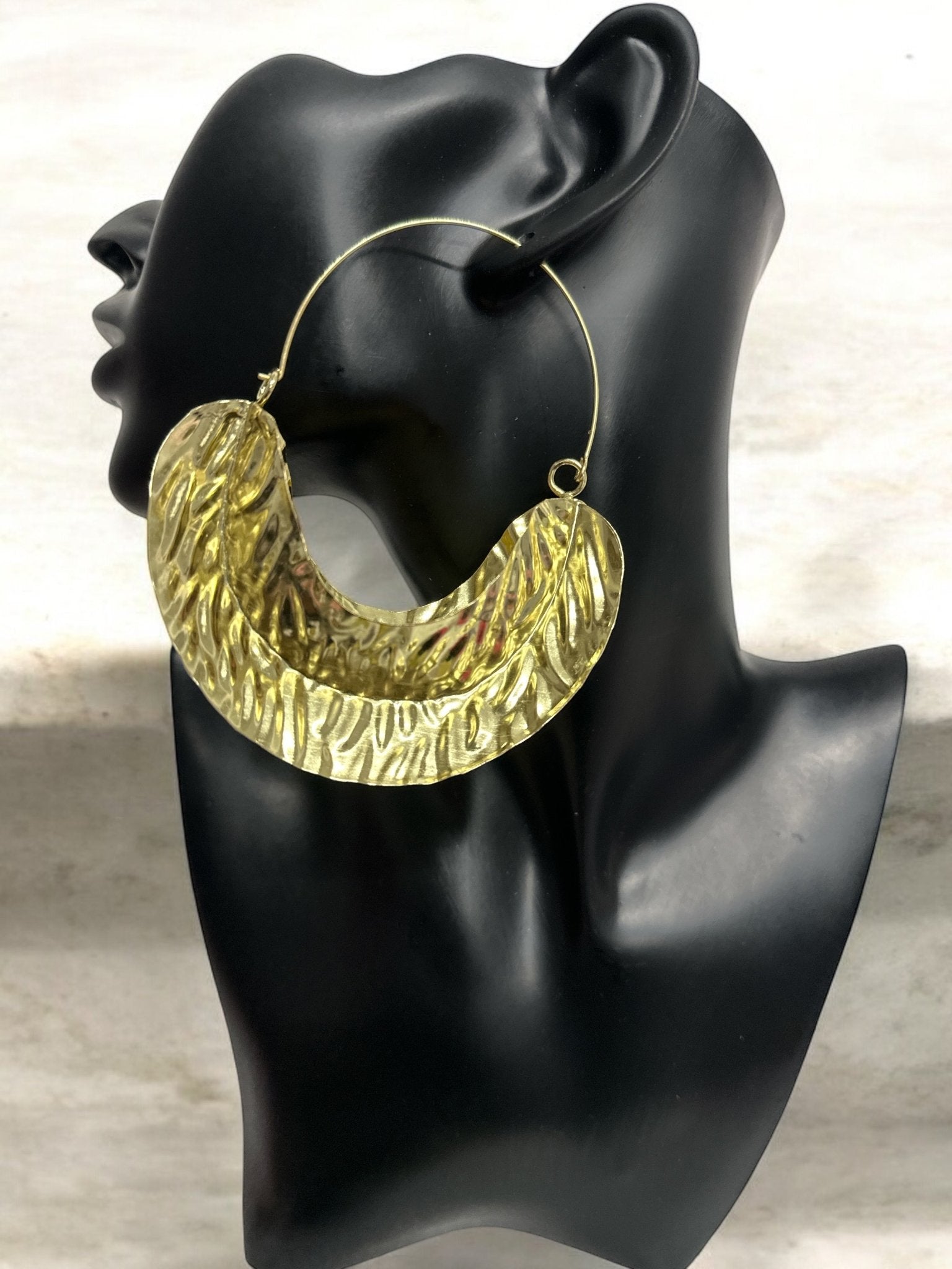 Oversized Fulani - Style Gold Hoop Earrings - African Tribal Statement Jewellery - Fatisha Boutique