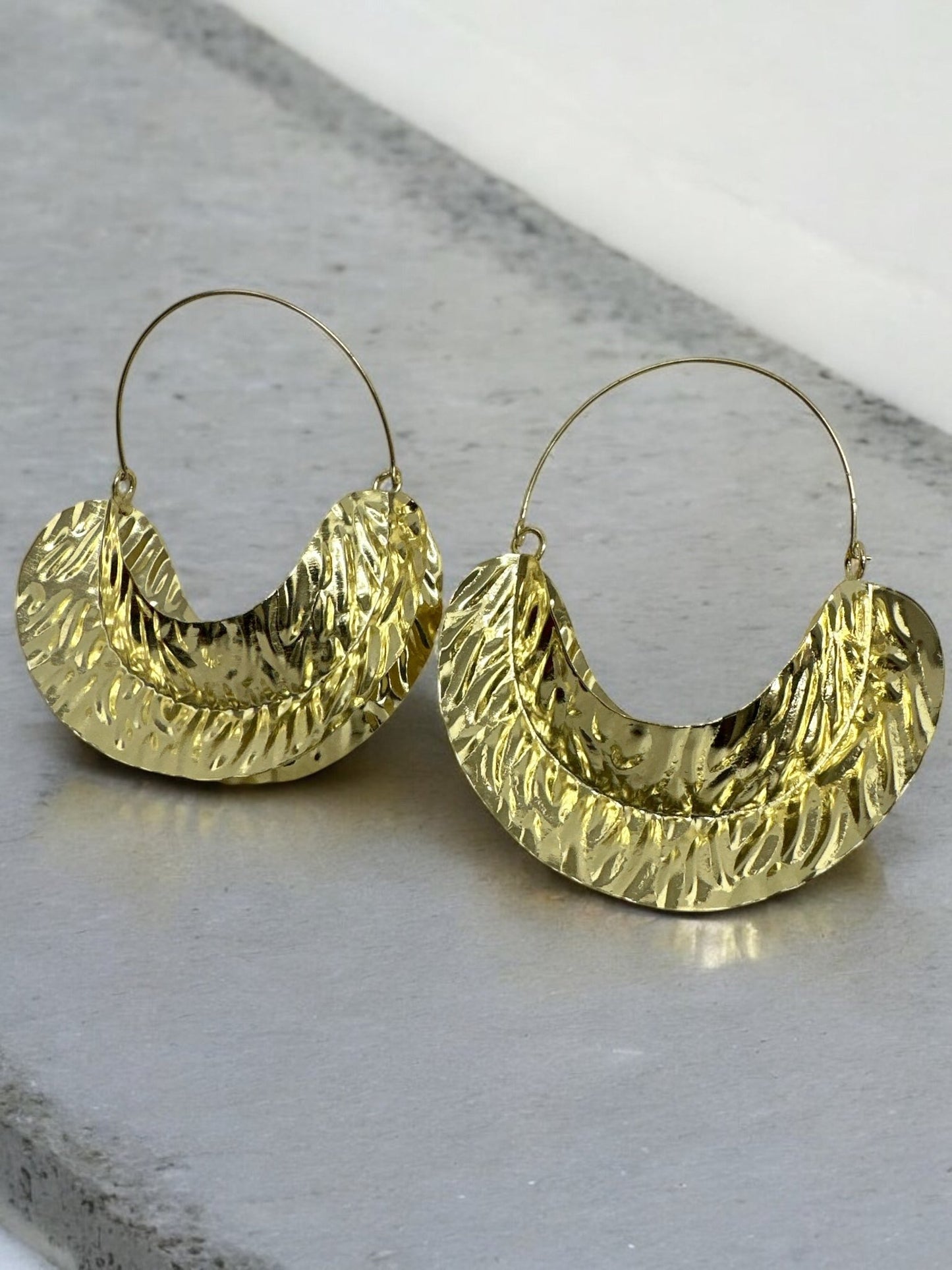 Oversized Fulani - Style Gold Hoop Earrings - African Tribal Statement Jewellery - Fatisha Boutique