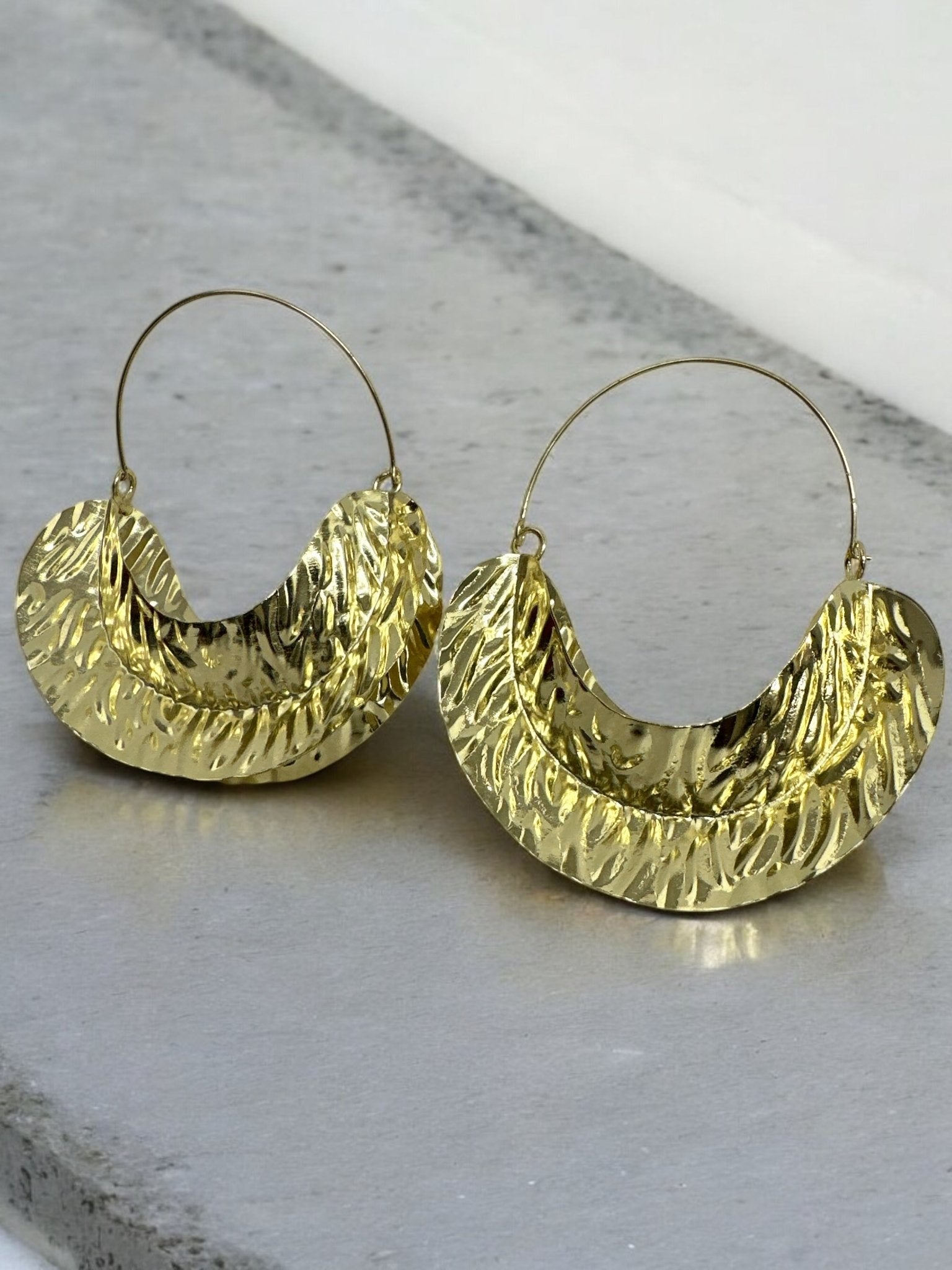Oversized Fulani - Style Gold Hoop Earrings - African Tribal Statement Jewellery - Fatisha Boutique