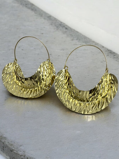 Oversized Fulani - Style Gold Hoop Earrings - African Tribal Statement Jewellery - Fatisha Boutique
