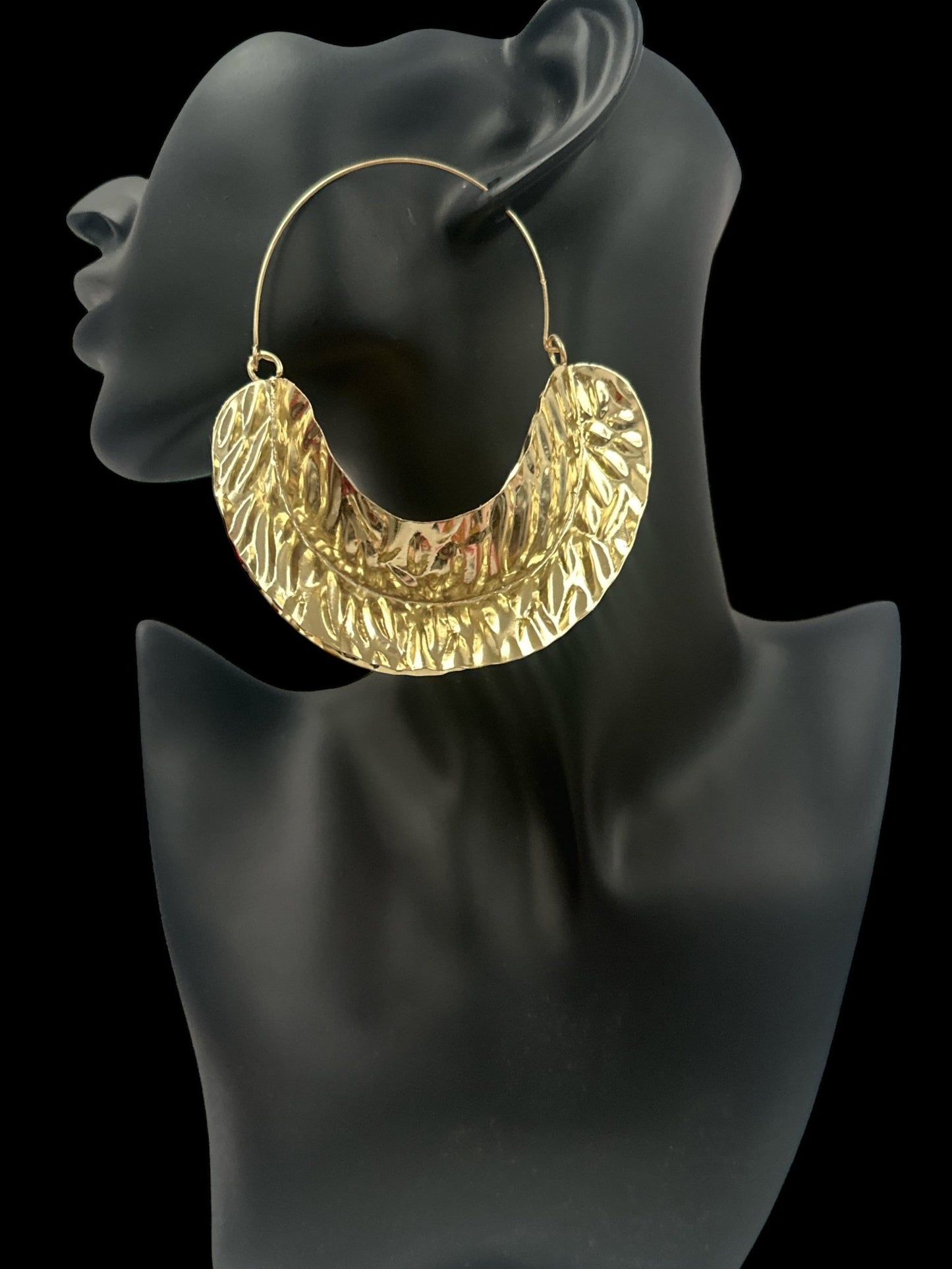 Oversized Fulani - Style Gold Hoop Earrings - African Tribal Statement Jewellery - Fatisha Boutique
