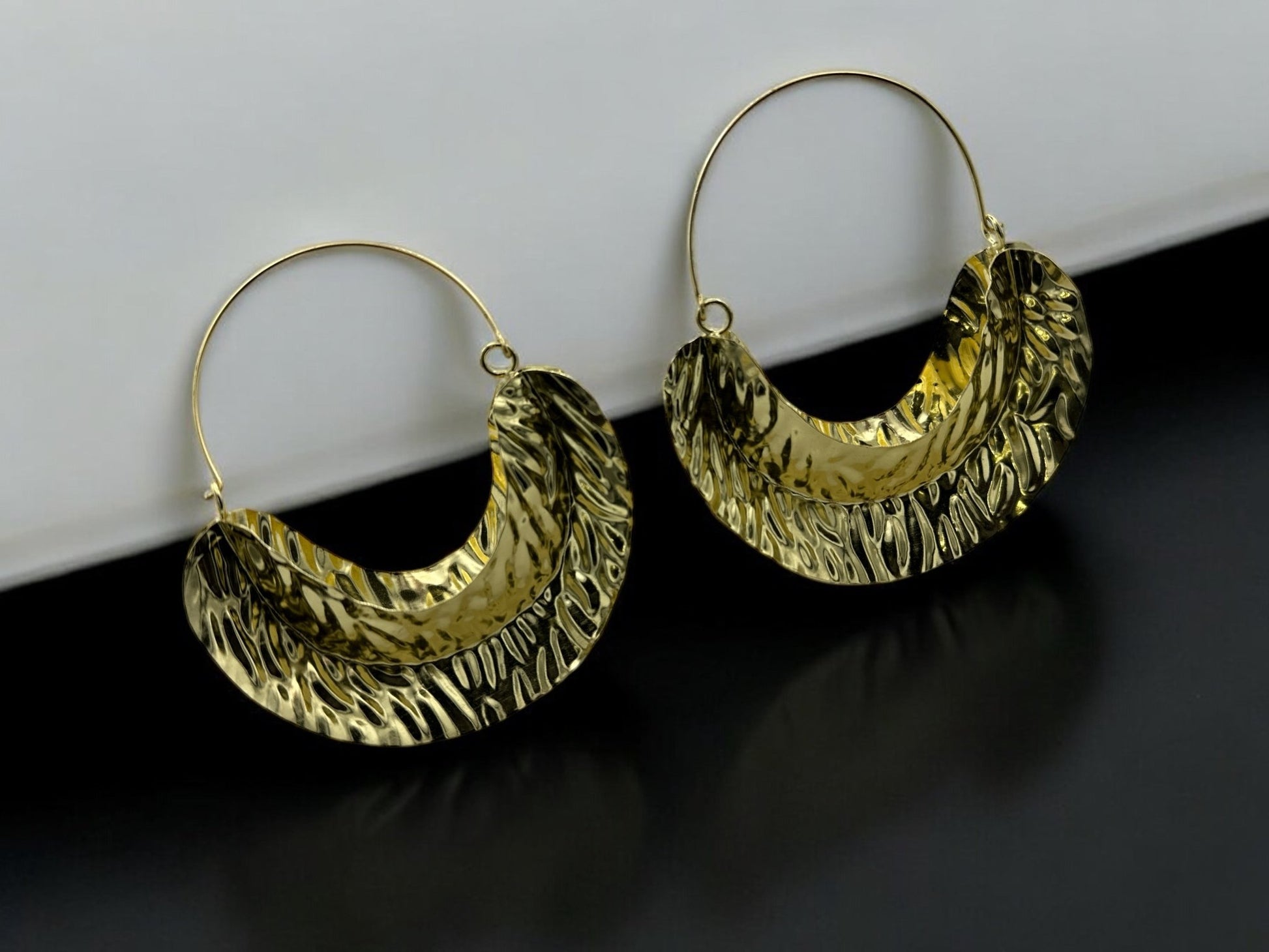 Oversized Fulani - Style Gold Hoop Earrings - African Tribal Statement Jewellery - Fatisha Boutique