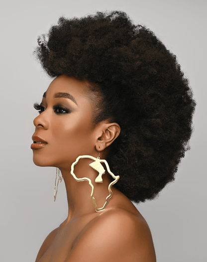 Oversized Gold Africa Map Dangle Earrings | Afrocentric Statement Jewellery - Fatisha Boutique