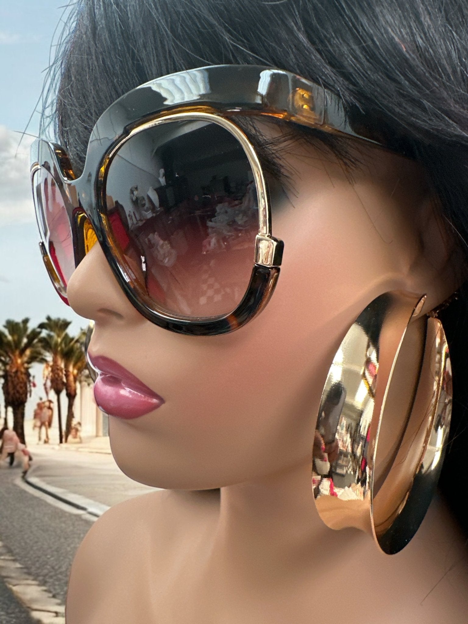 Oversized Large Frame Sunglasses – UV400 Gradient Lens Shades - Fatisha Boutique