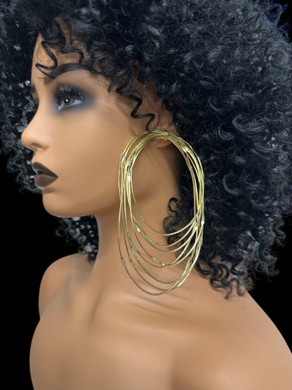 Oversized Layered Brass Hoop Earrings - Bold Statement Afrocentric Jewellery - Fatisha Boutique