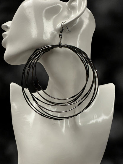 Oversized Multi - Hoop Wire Earrings - Bold Statement Jewellery - Fatisha Boutique