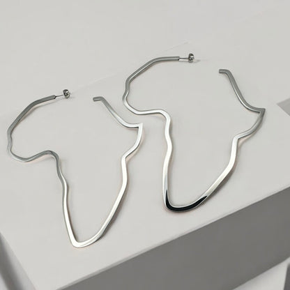 Oversized Outline Africa Map Hoop Earrings – Gold or Silver Statement Jewellery for Women - Fatisha Boutique
