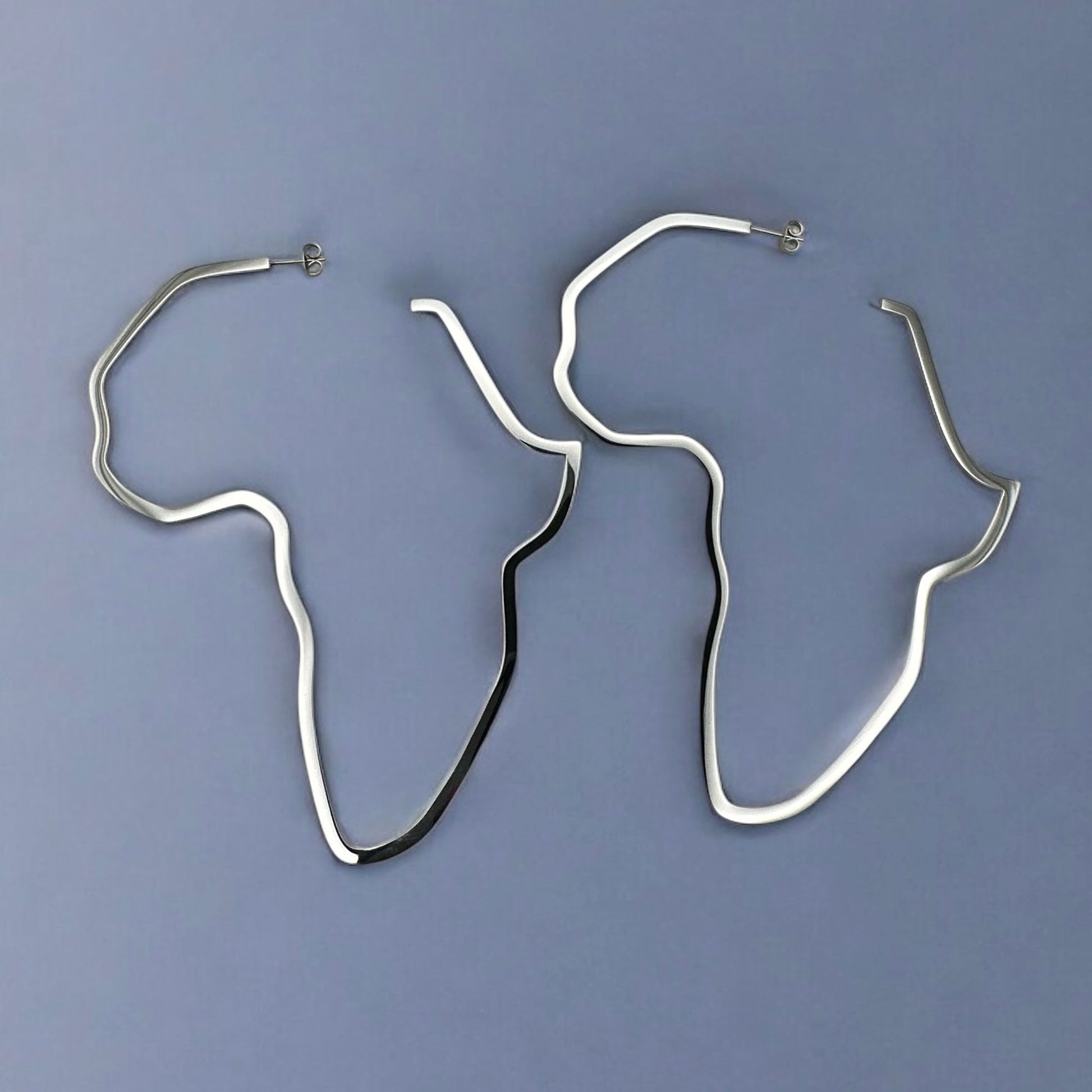 Oversized Outline Africa Map Hoop Earrings – Gold or Silver Statement Jewellery for Women - Fatisha Boutique
