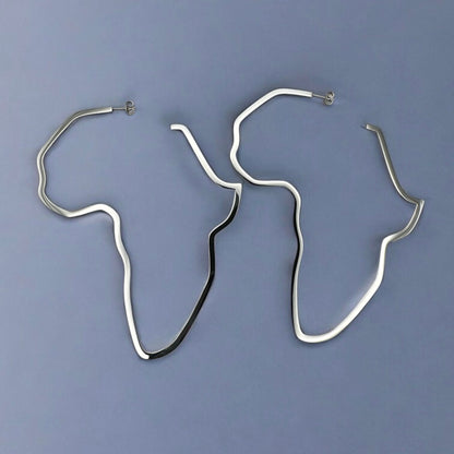 Oversized Outline Africa Map Hoop Earrings – Gold or Silver Statement Jewellery for Women - Fatisha Boutique