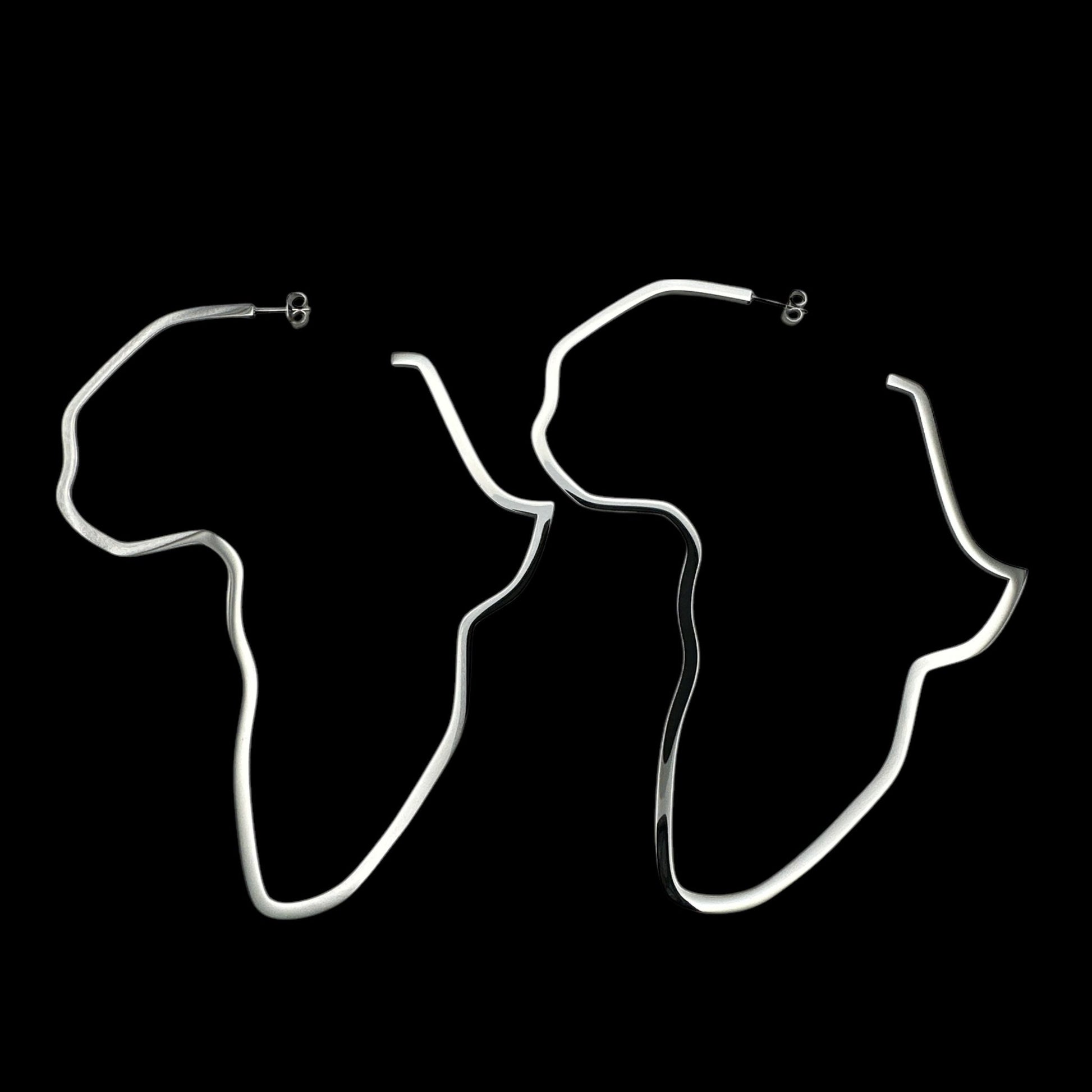Oversized Outline Africa Map Hoop Earrings – Gold or Silver Statement Jewellery for Women - Fatisha Boutique