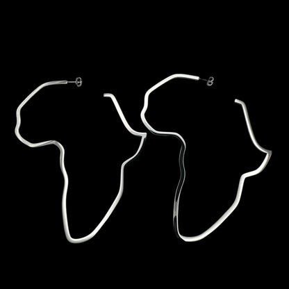 Oversized Outline Africa Map Hoop Earrings – Gold or Silver Statement Jewellery for Women - Fatisha Boutique