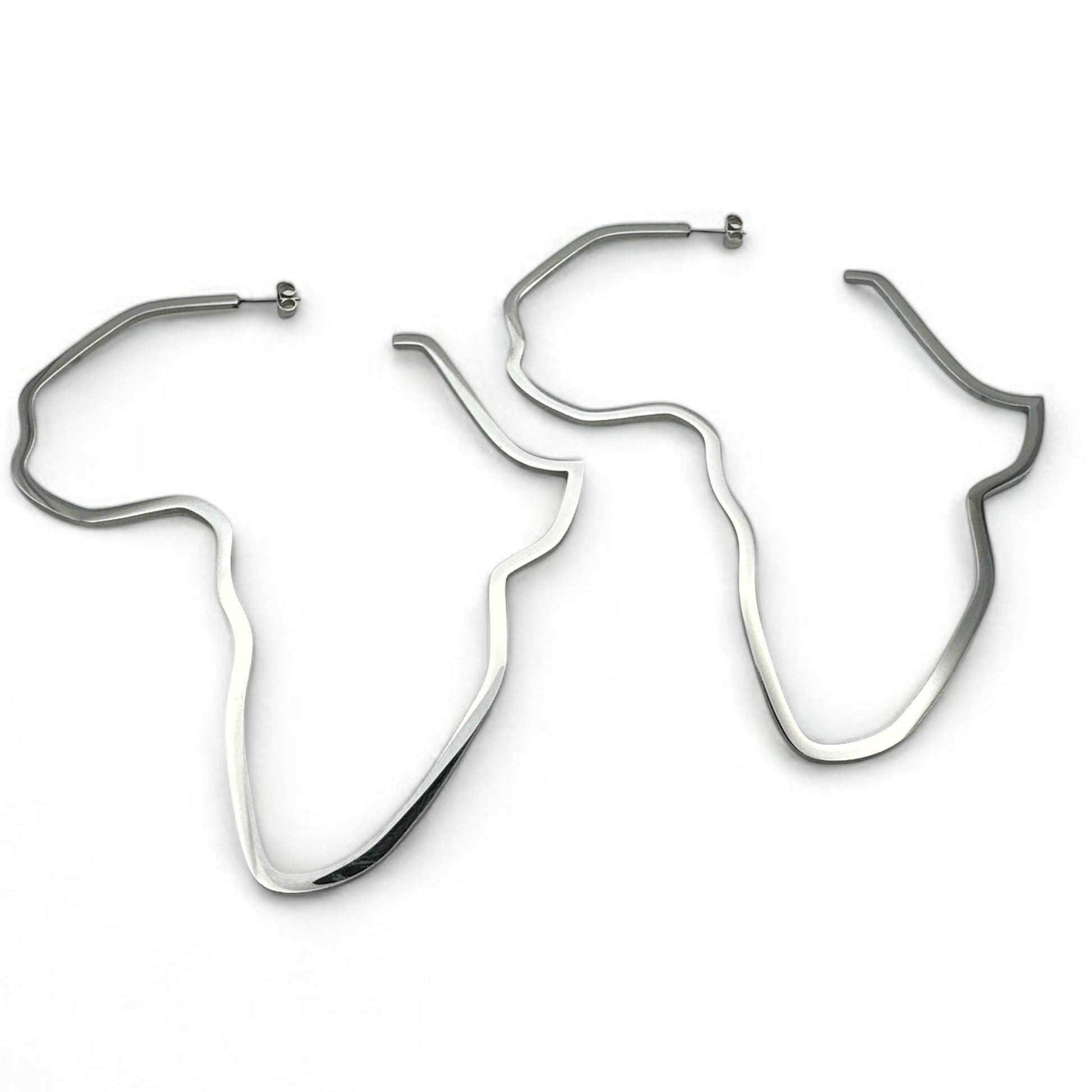 Oversized Outline Africa Map Hoop Earrings – Gold or Silver Statement Jewellery for Women - Fatisha Boutique