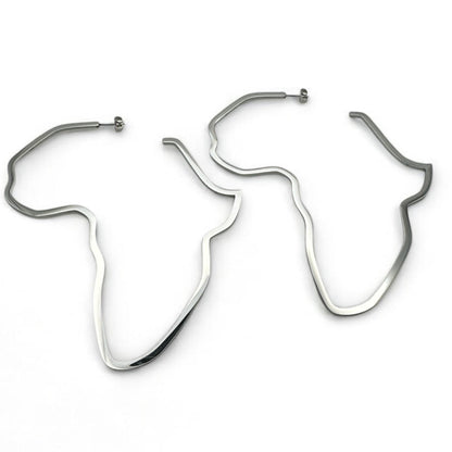 Oversized Outline Africa Map Hoop Earrings – Gold or Silver Statement Jewellery for Women - Fatisha Boutique