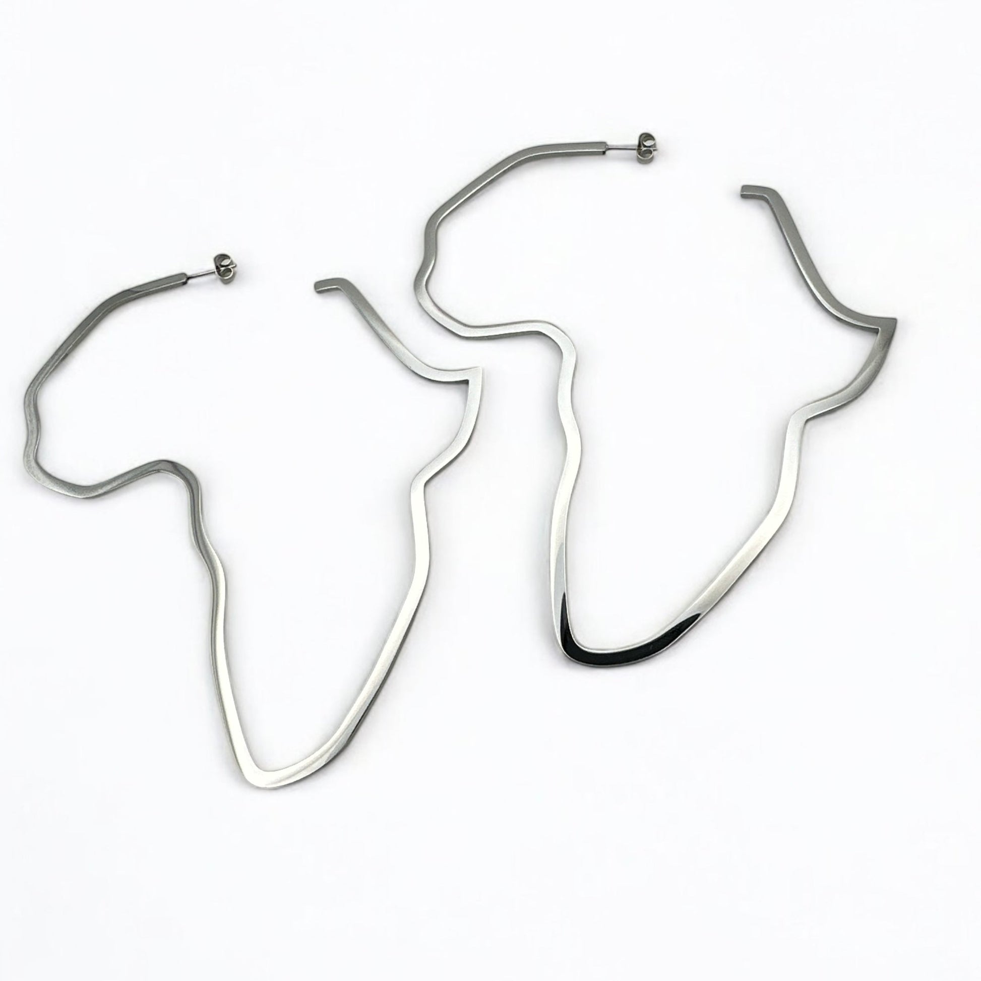 Oversized Outline Africa Map Hoop Earrings – Gold or Silver Statement Jewellery for Women - Fatisha Boutique
