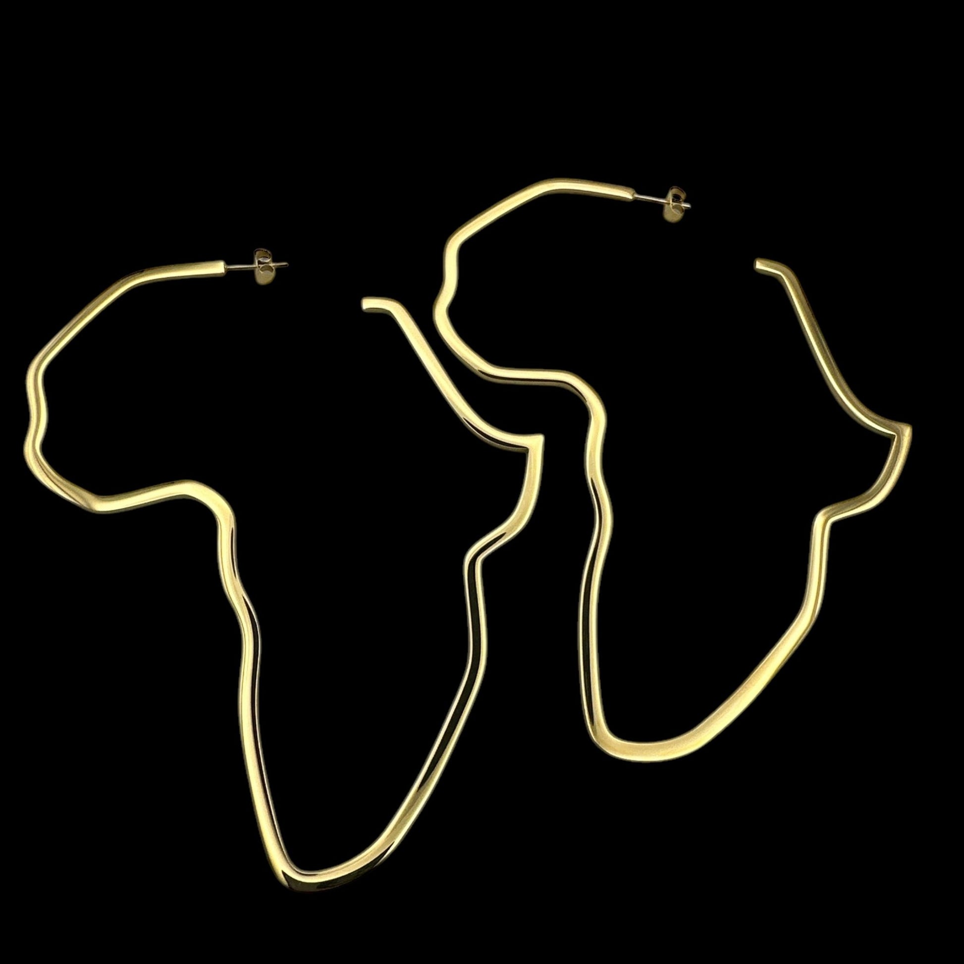 Oversized Outline Africa Map Hoop Earrings – Gold or Silver Statement Jewellery for Women - Fatisha Boutique