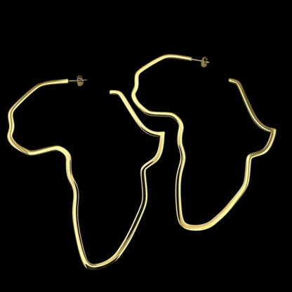 Oversized Outline Africa Map Hoop Earrings – Gold or Silver Statement Jewellery for Women - Fatisha Boutique