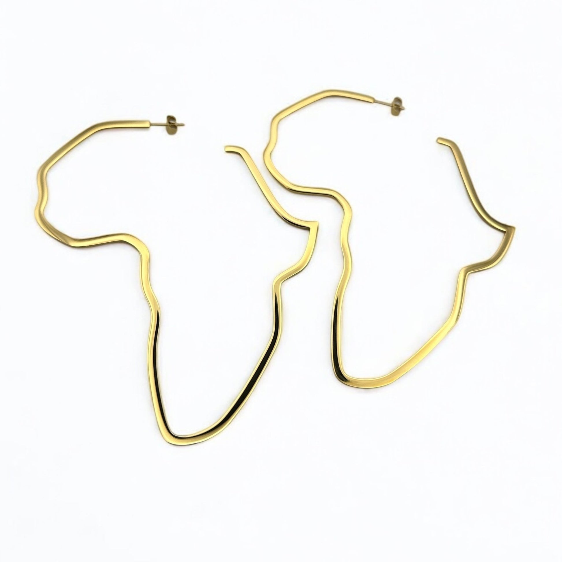Oversized Outline Africa Map Hoop Earrings – Gold or Silver Statement Jewellery for Women - Fatisha Boutique