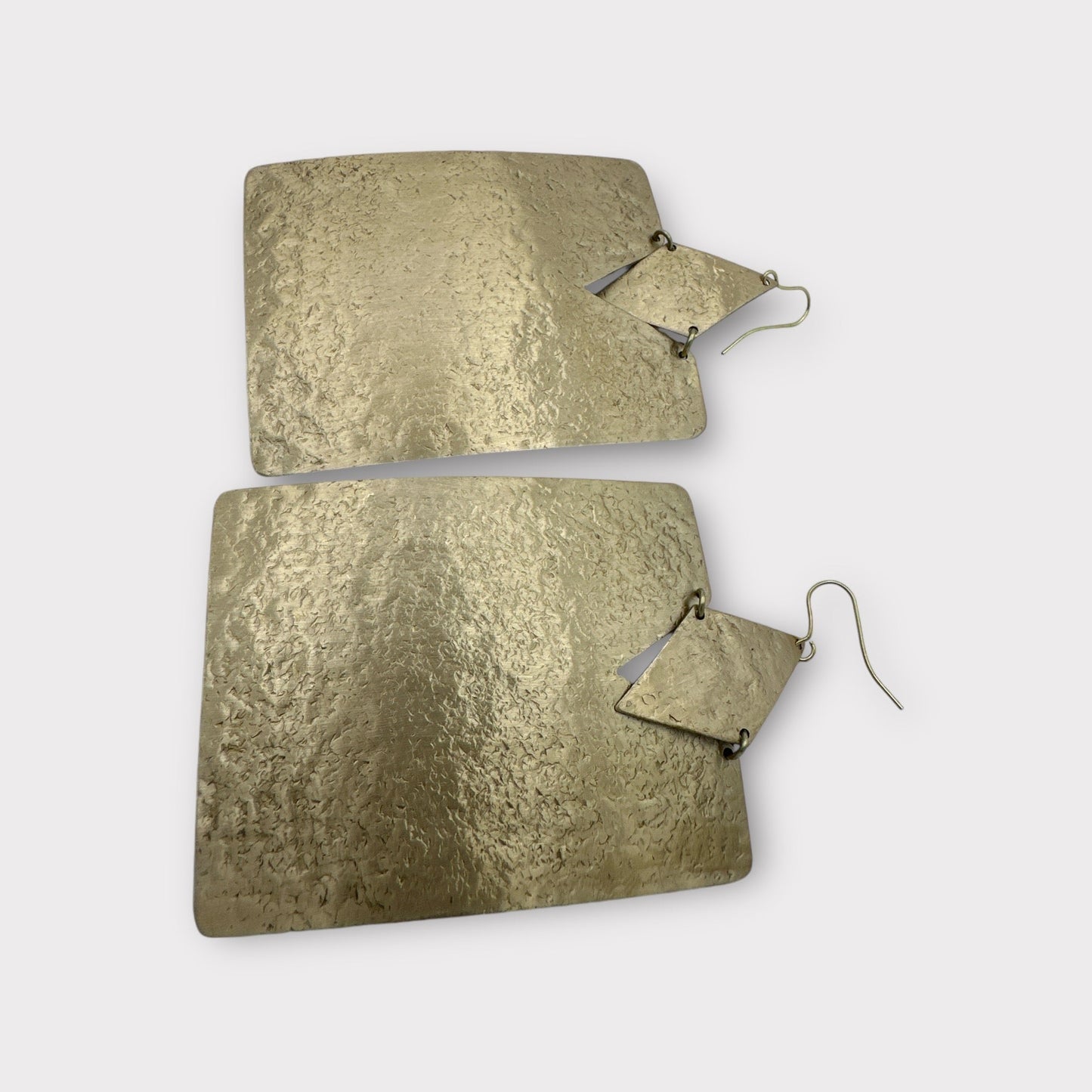 Oversized Rectangle Brass Statement Dangle Earrings - Bold Geometric Fashion Jewellery - Fatisha Boutique