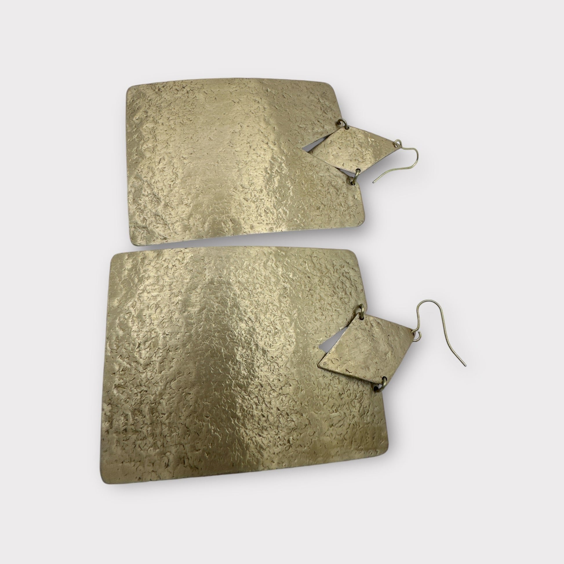 Oversized Rectangle Brass Statement Dangle Earrings - Bold Geometric Fashion Jewellery - Fatisha Boutique