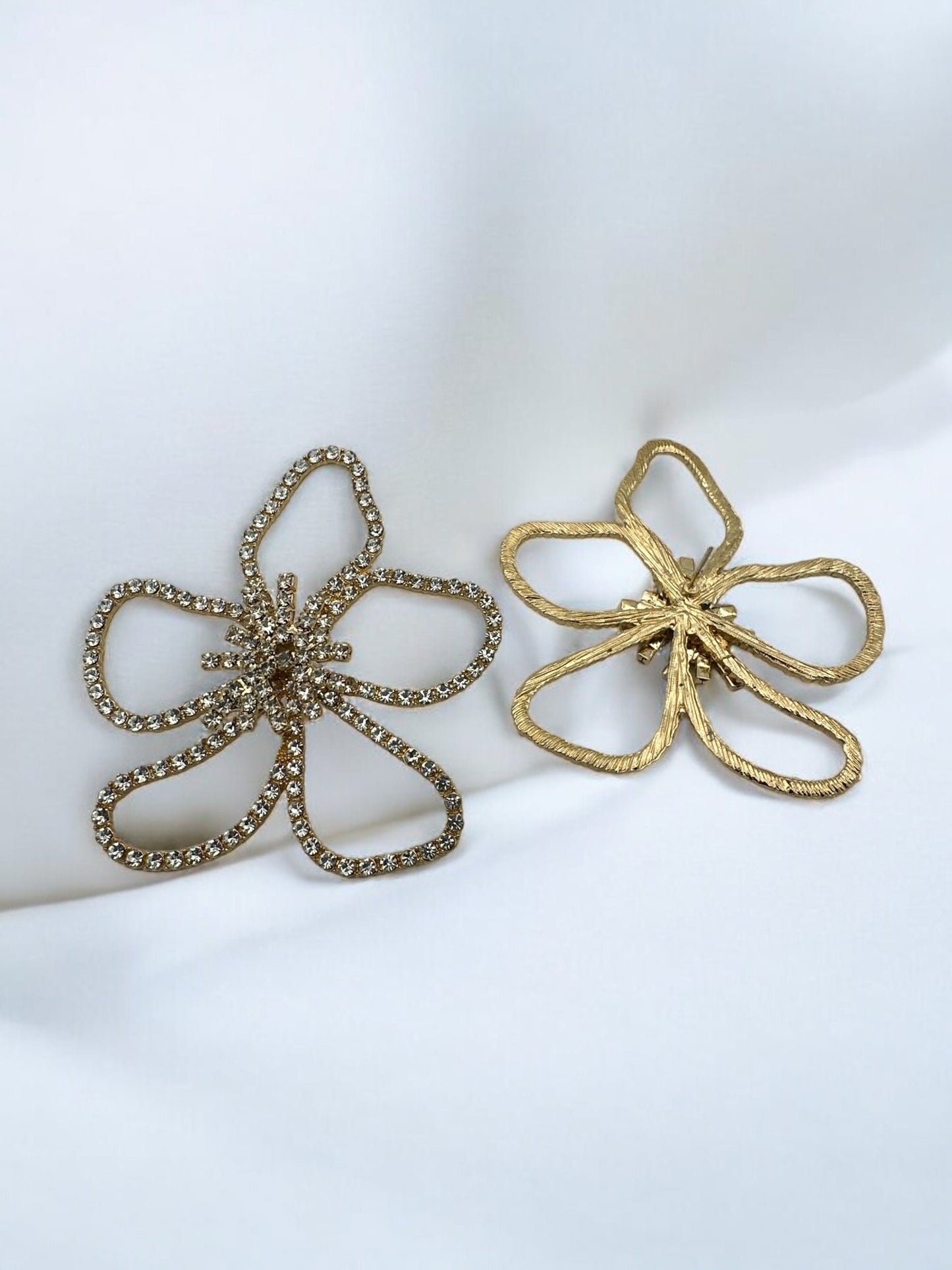 Oversized Rhinestone Flower Statement Stud Earrings - Fatisha Boutique
