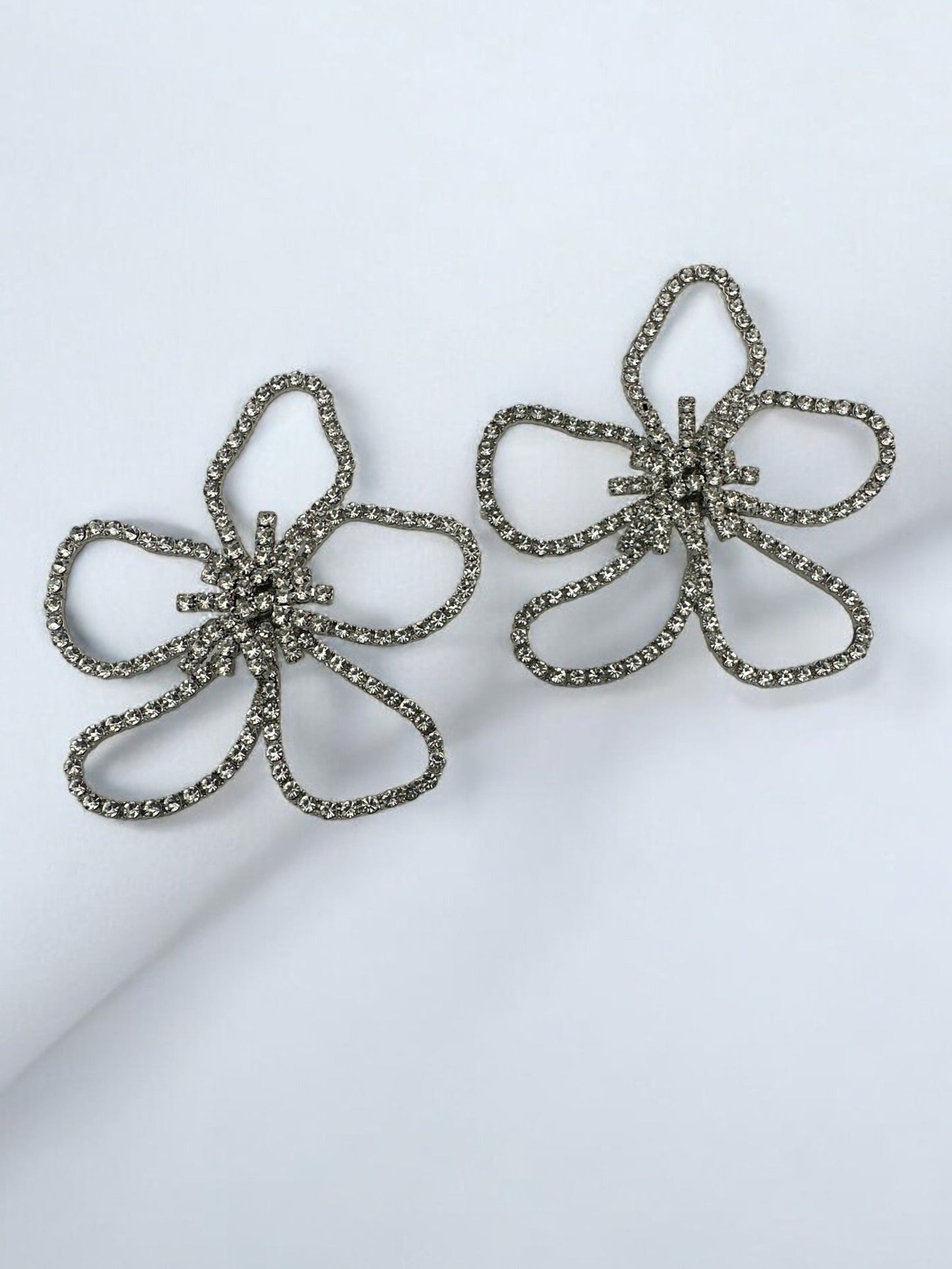 Oversized Rhinestone Flower Statement Stud Earrings - Fatisha Boutique