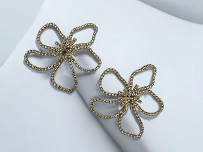 Oversized Rhinestone Flower Statement Stud Earrings - Fatisha Boutique