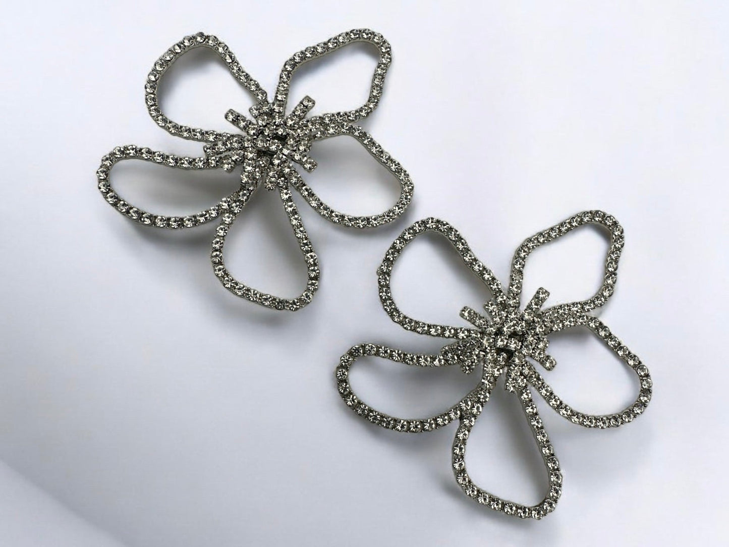 Oversized Rhinestone Flower Statement Stud Earrings - Fatisha Boutique