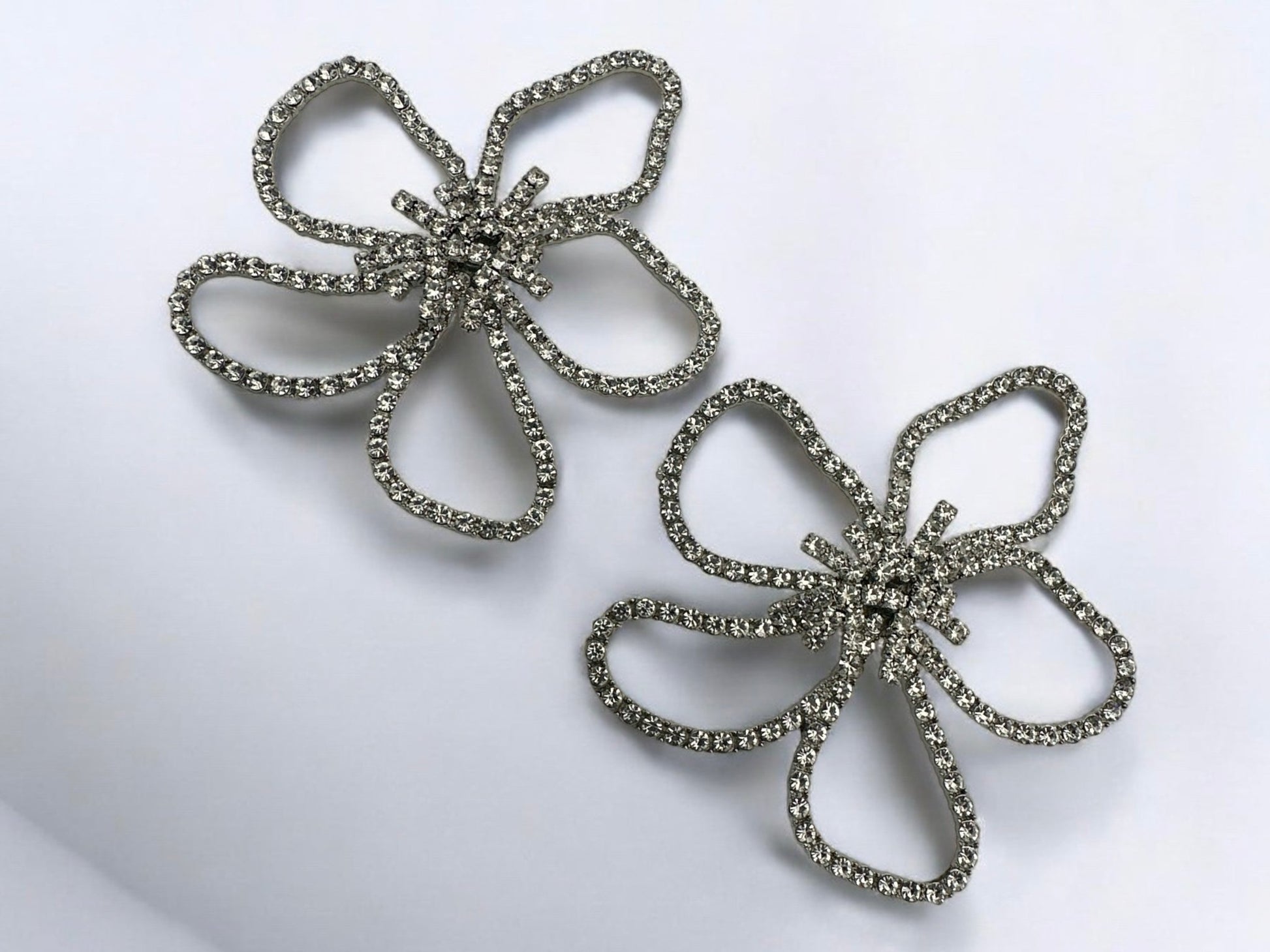 Oversized Rhinestone Flower Statement Stud Earrings - Fatisha Boutique