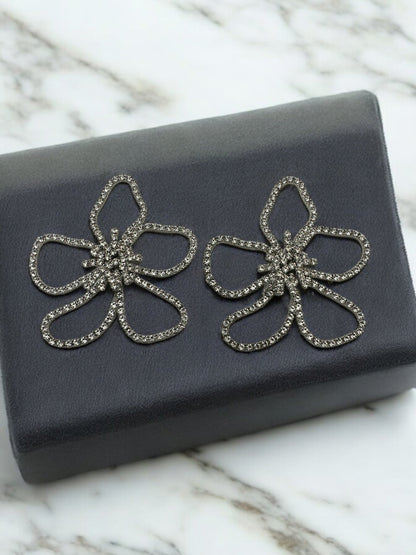 Oversized Rhinestone Flower Statement Stud Earrings - Fatisha Boutique