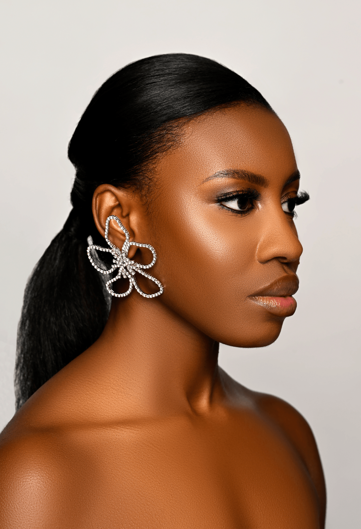 Oversized Rhinestone Flower Statement Stud Earrings - Fatisha Boutique