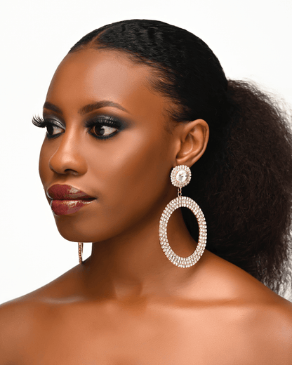 Oversized Round Rhinestone Statement Dangle Earrings - Fatisha Boutique